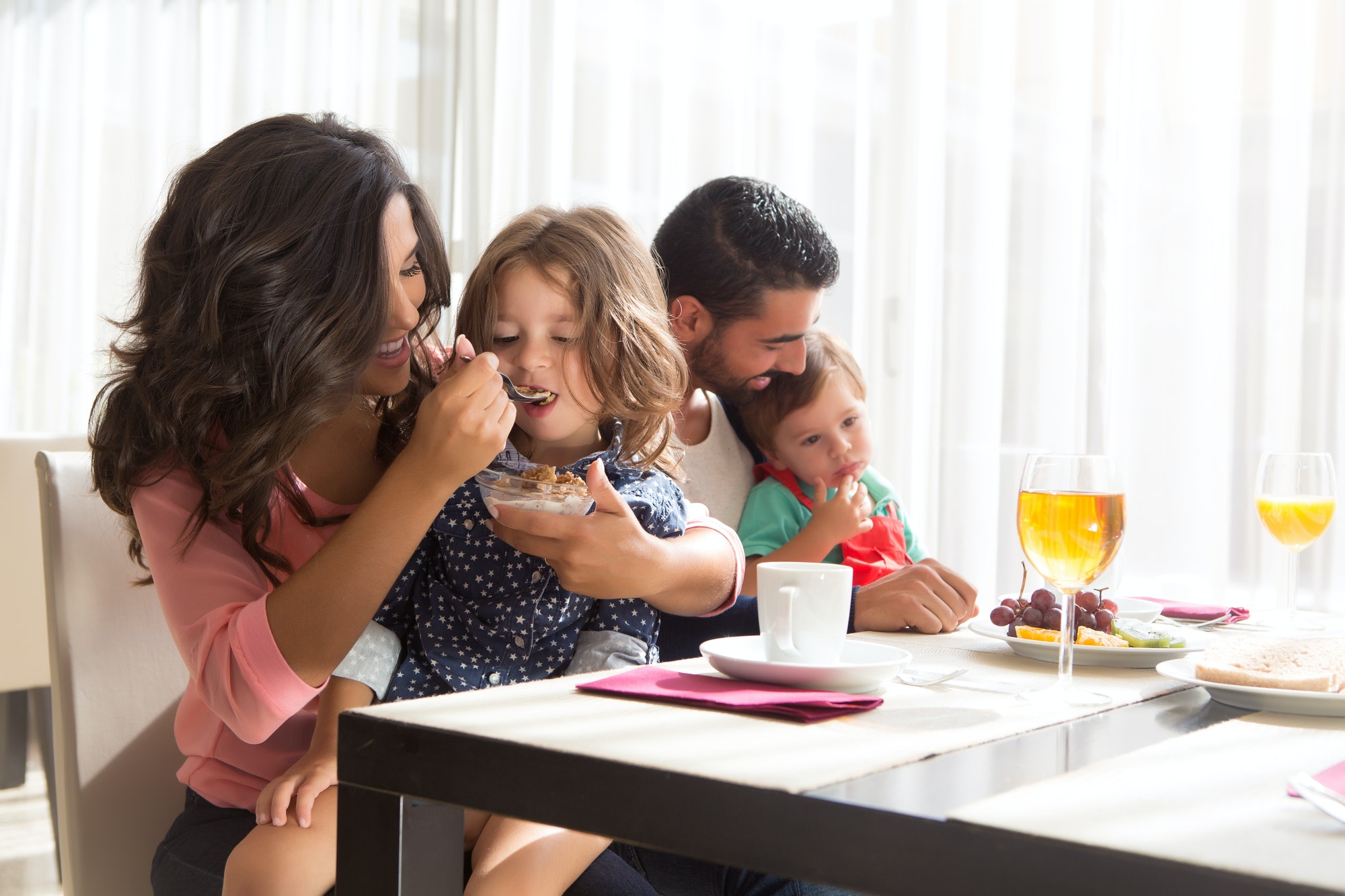 Family having breakfast